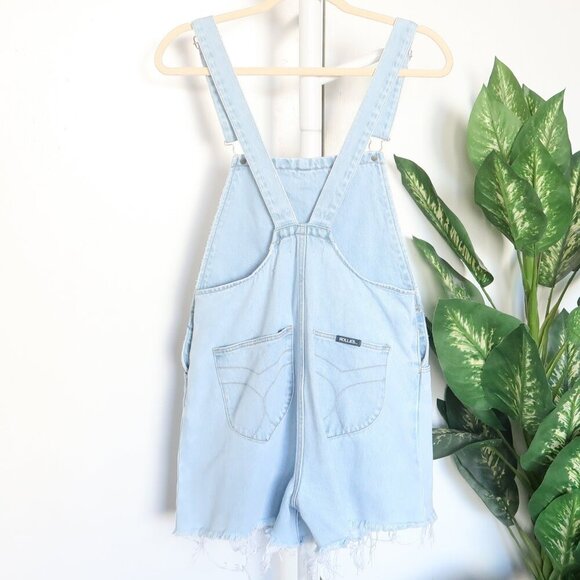 ROLLA'S Light Blue Denim Jean Organic Mirage High Rise Short Overalls Shortalls - Picture 7 of 11